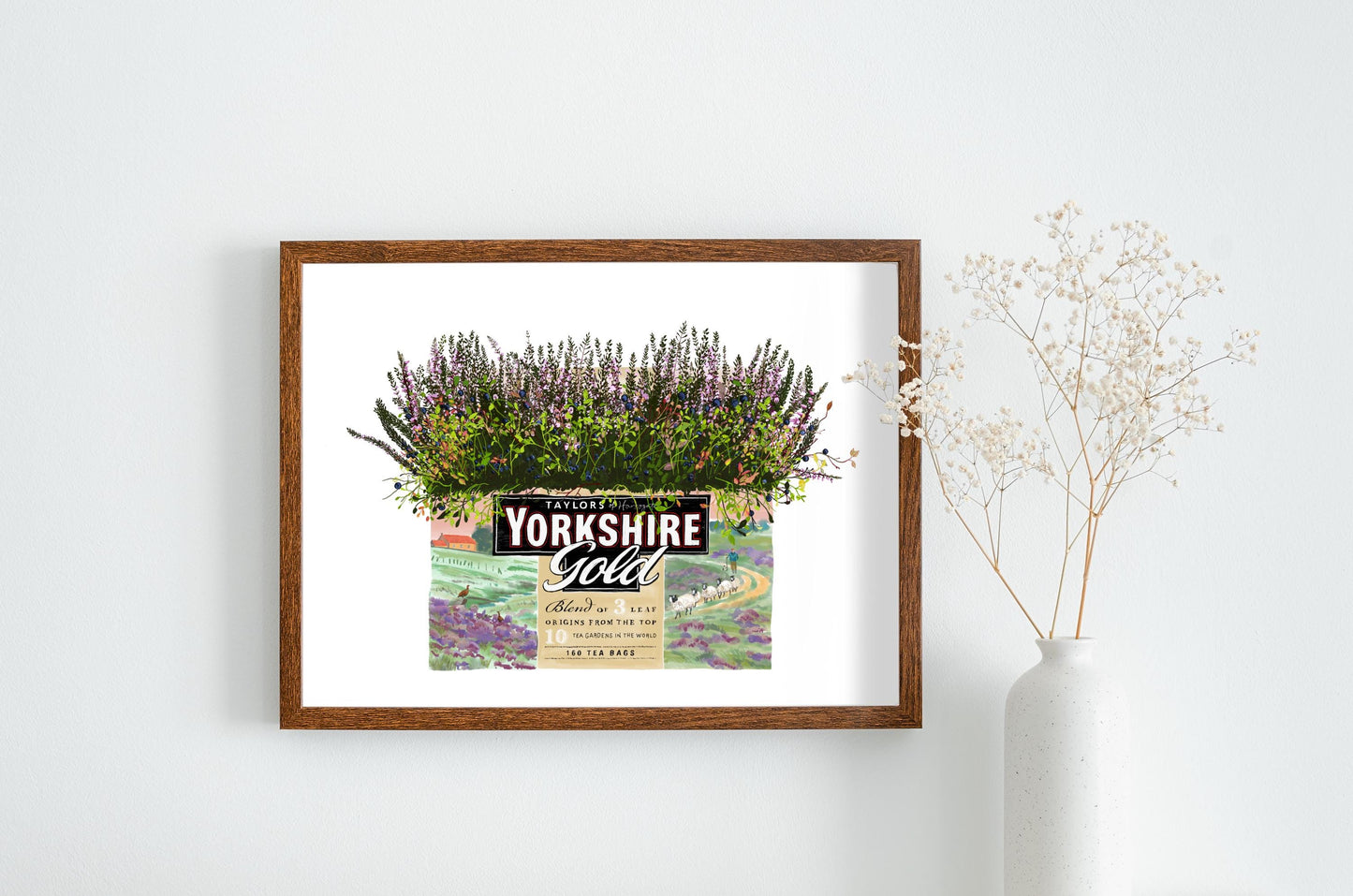 Yorkshire Gold Tea Art Print: Heather and Bibury Flowers