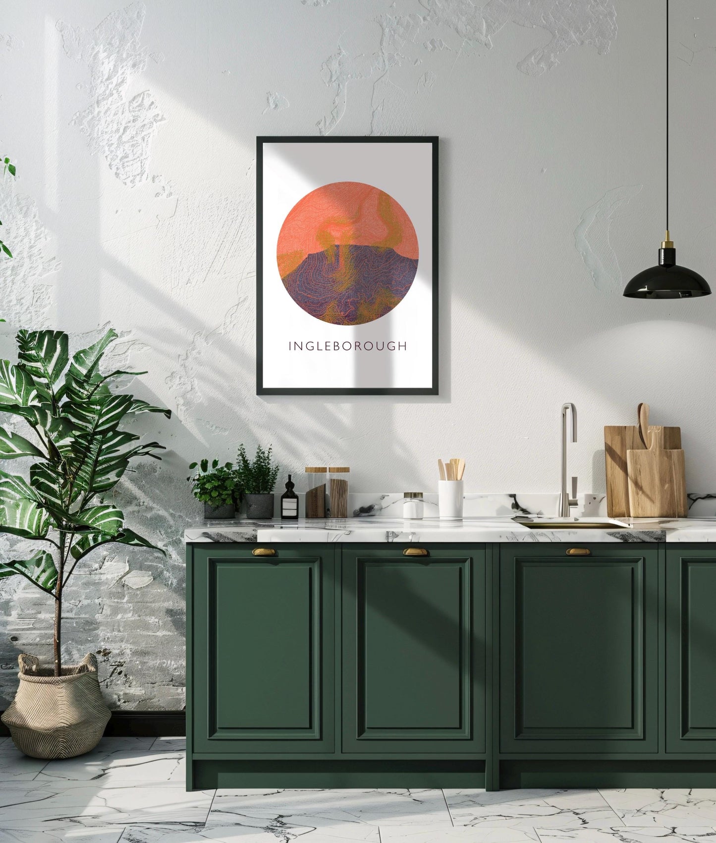 Yorkshire Three Peaks Ingleborough Topography Silhouette | Hiking | Outdoors | Nature | Yorkshire print