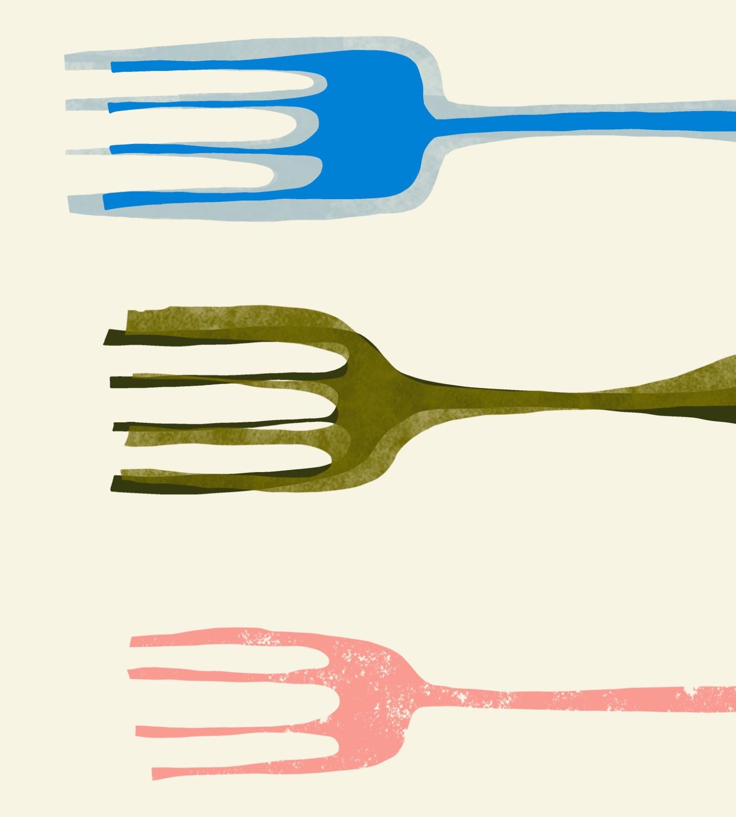 Forks Foodie Art Print: Retro Kitchen Wall Decor