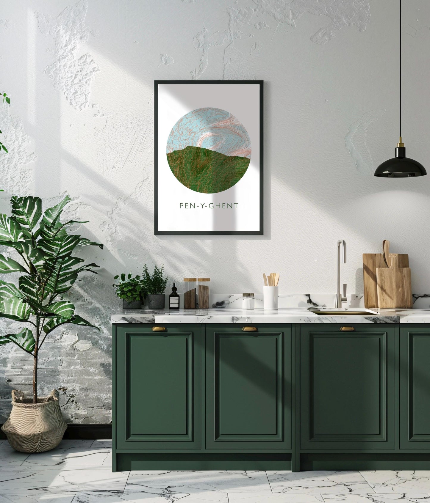 Yorkshire Three Peaks Pen-y-Ghent Topography Silhouette | Hiking | Outdoors | Nature | Yorkshire print