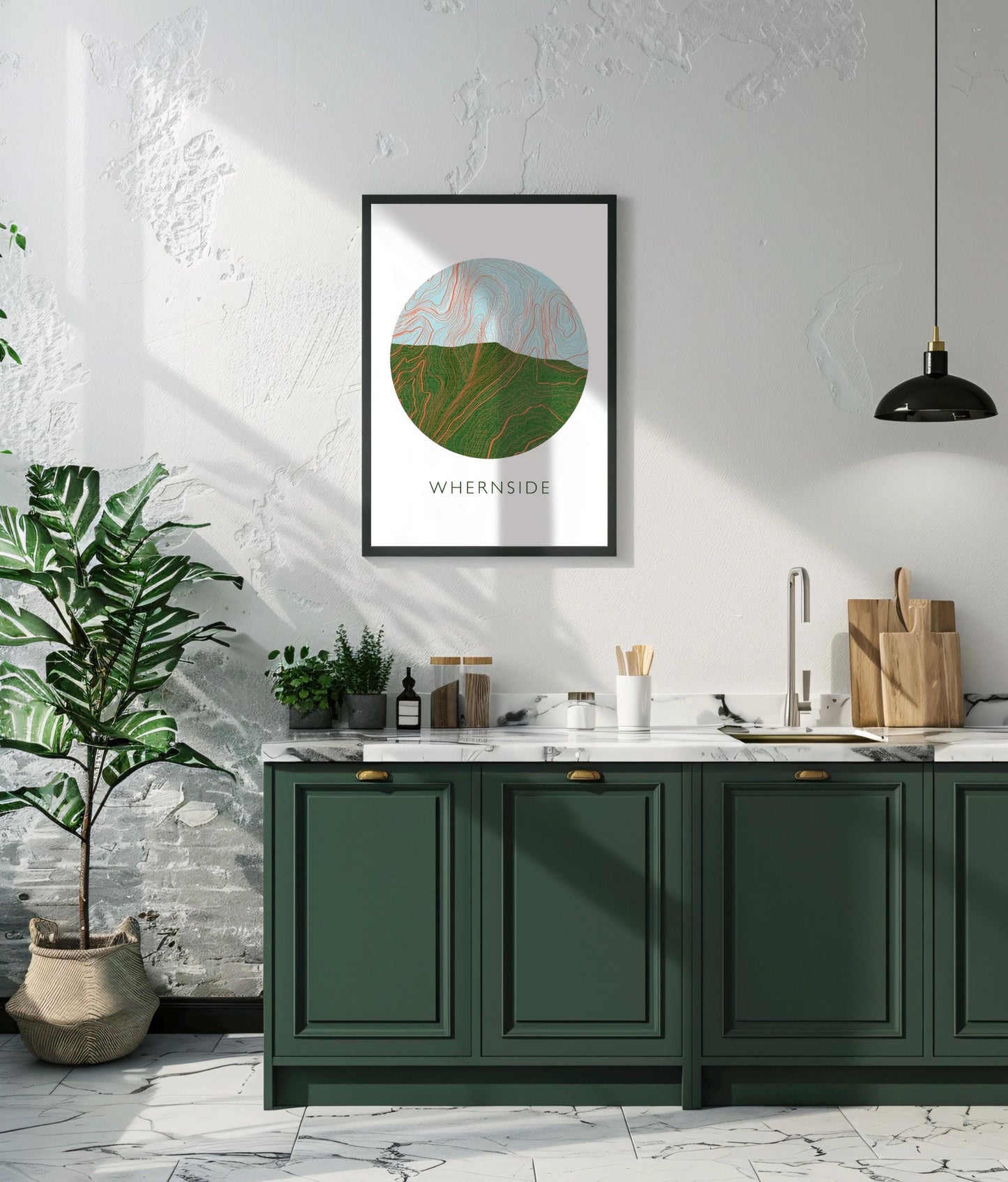 Yorkshire Three Peaks Whernside Topography Silhouette | Hiking | Outdoors | Nature | Yorkshire print