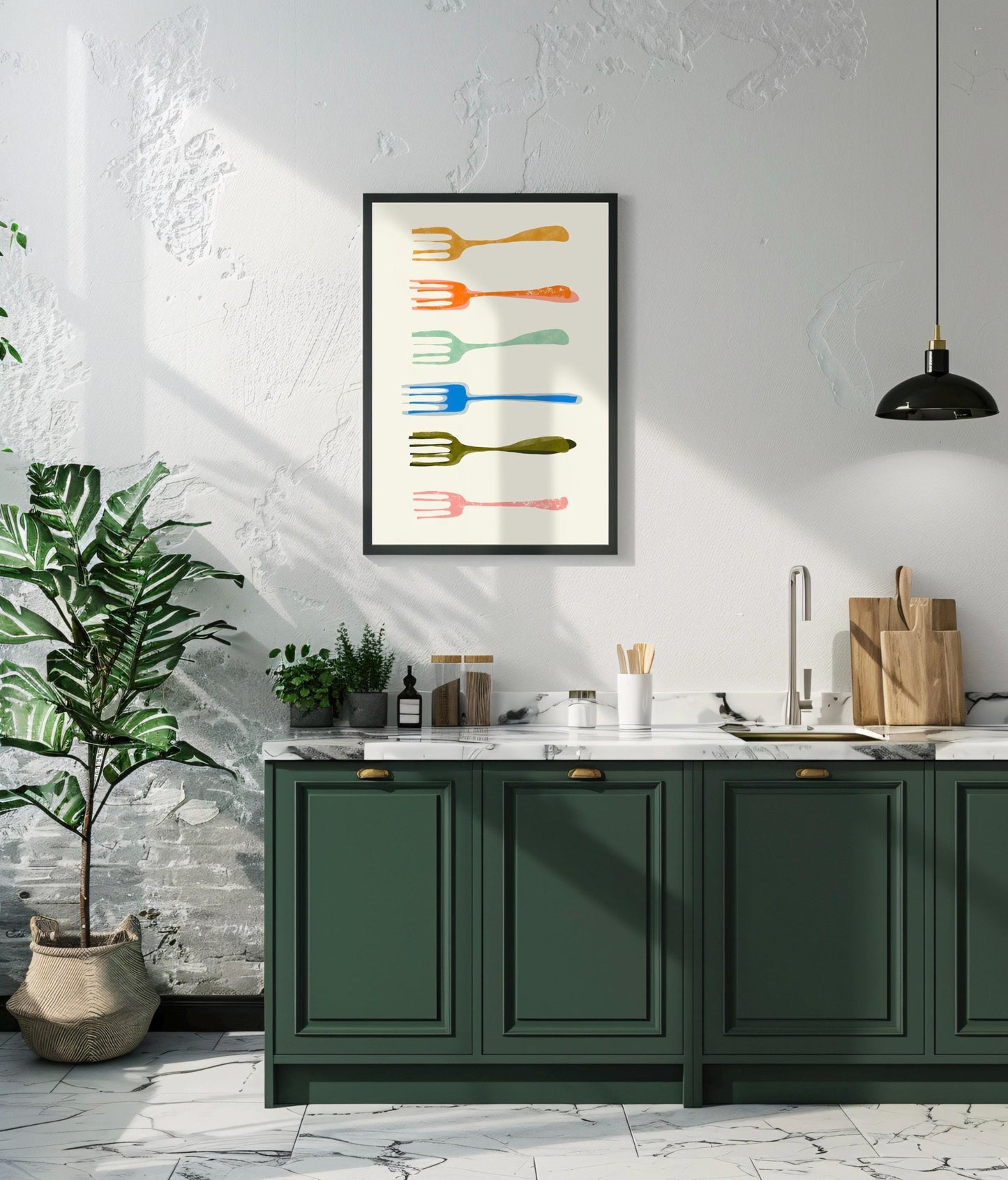 Forks Foodie Art Print: Retro Kitchen Wall Decor