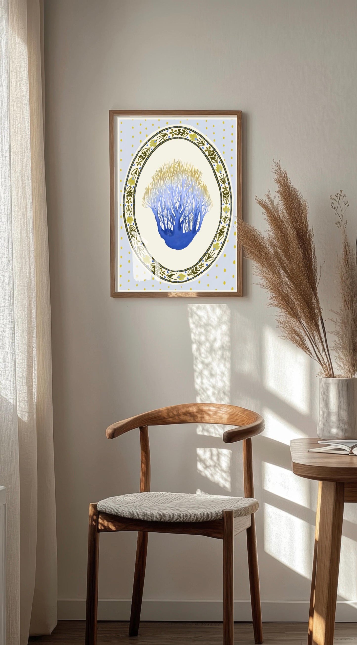 Scandi Folk Coastal Print : Watercolour Coral illustration