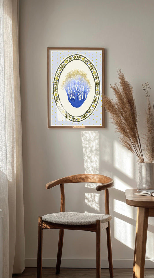 Scandi Folk Coastal Print : Watercolour Coral illustration