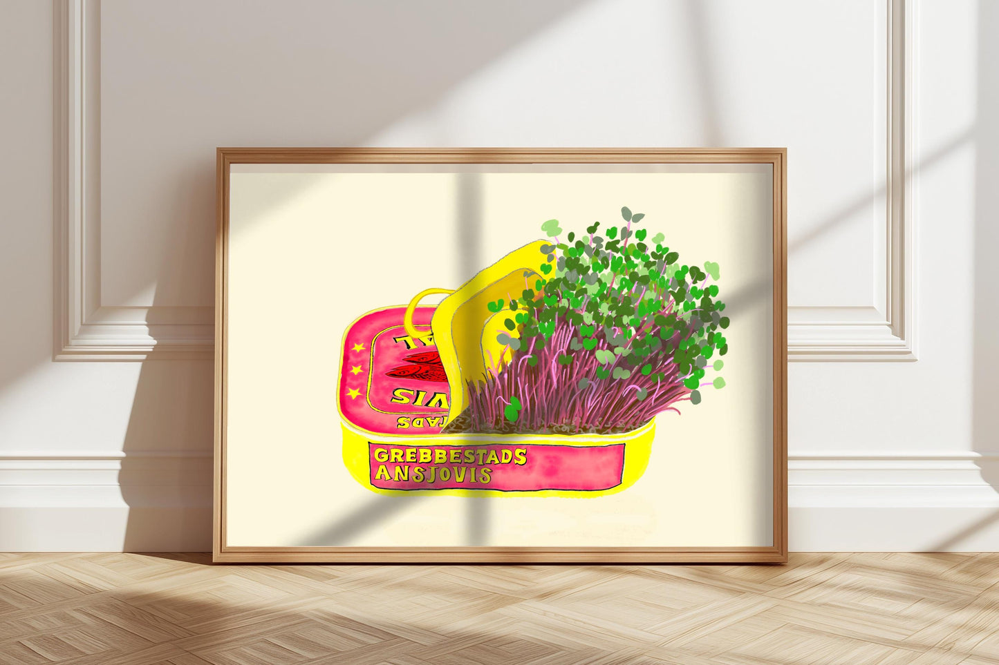 Sardine Tin Microgreen Art Print: Retro Kitchen Wall Decor