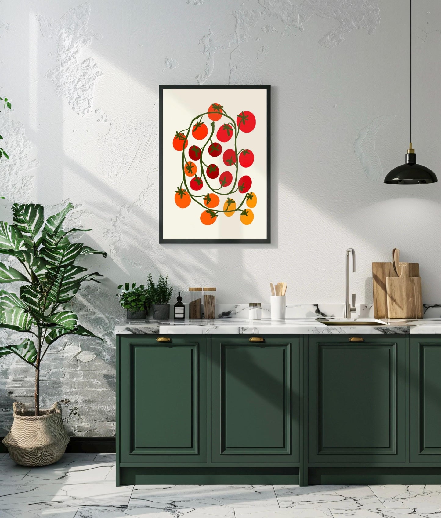 Tomato Vine Kitchen Print: Retro Foodie Wall Art