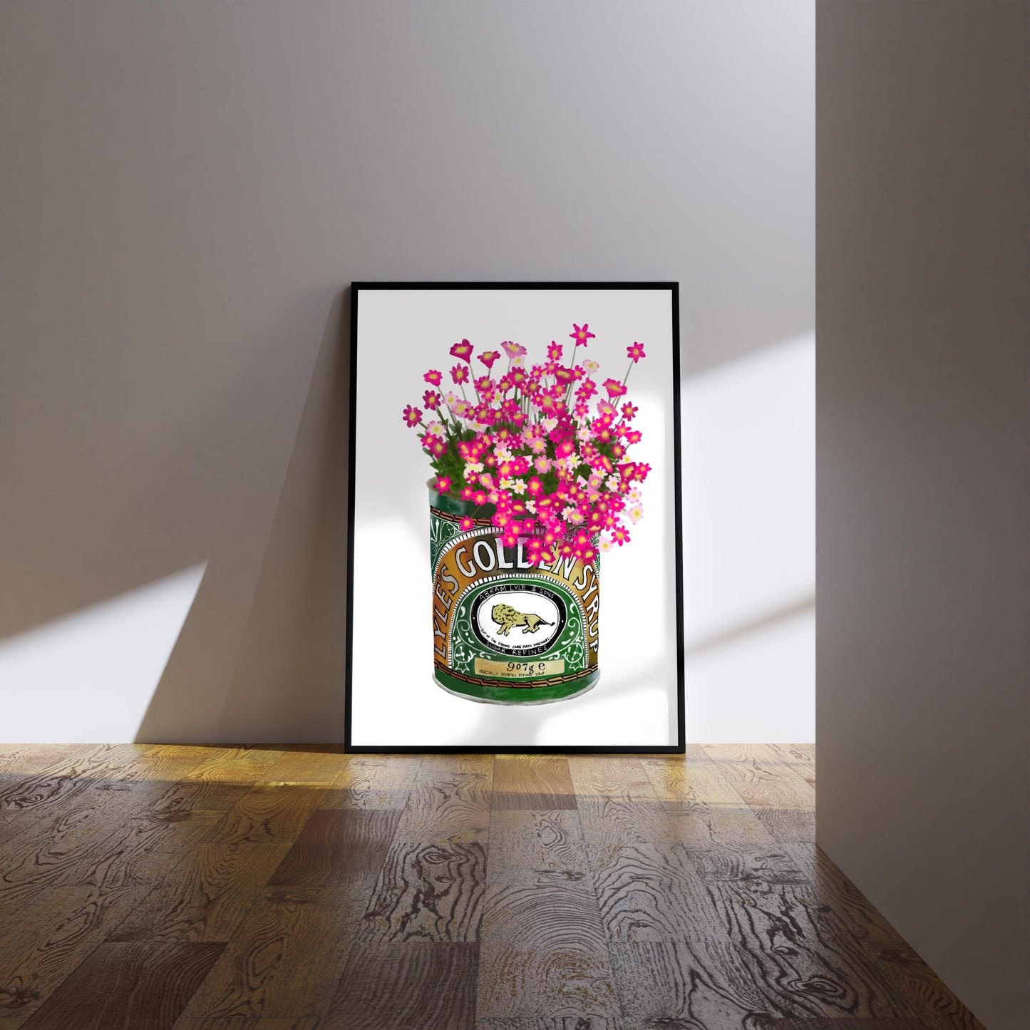 Flower Art Print: Golden Syrup Tin, Foodie Kitchen Decor, Gardener, Wall Art Poster