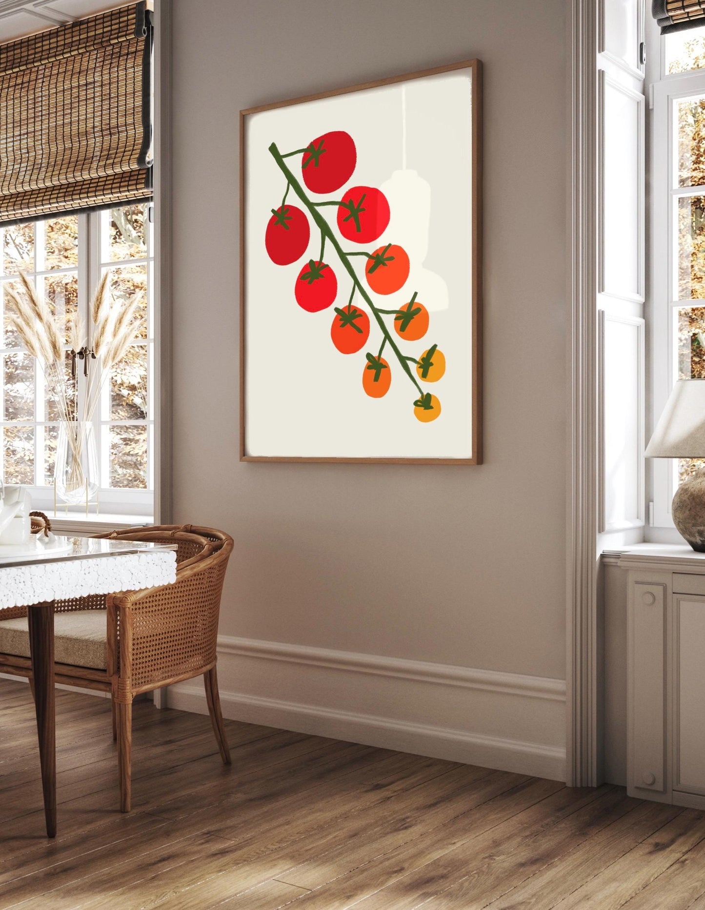 Tomato Vine Kitchen Print: Retro Foodie Wall Art