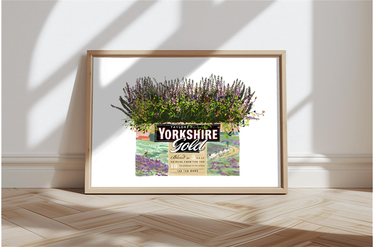 Yorkshire Gold Tea Art Print: Heather and Bibury Flowers