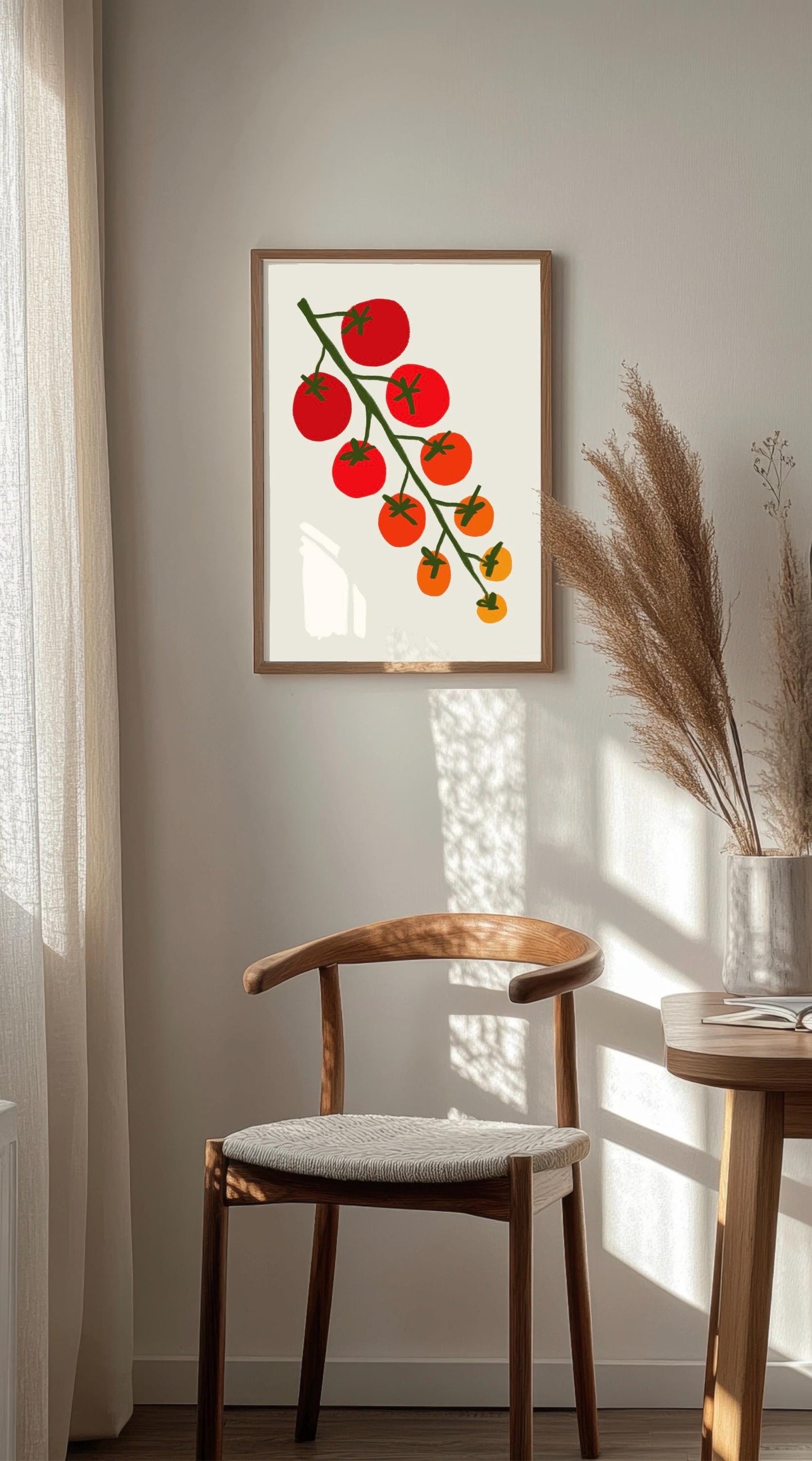 Tomato Vine Kitchen Print: Retro Foodie Wall Art