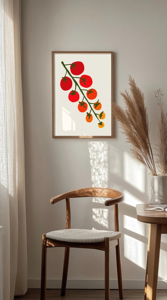 Tomato Vine Kitchen Print: Retro Foodie Wall Art