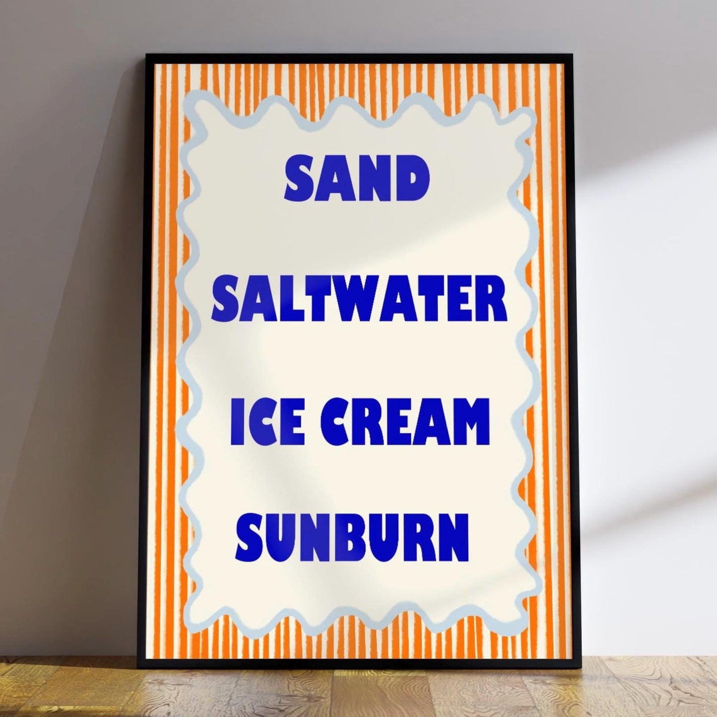 Vintage Beach Wall Art Print | Sand, Saltwater, Ice Cream, Sunburn