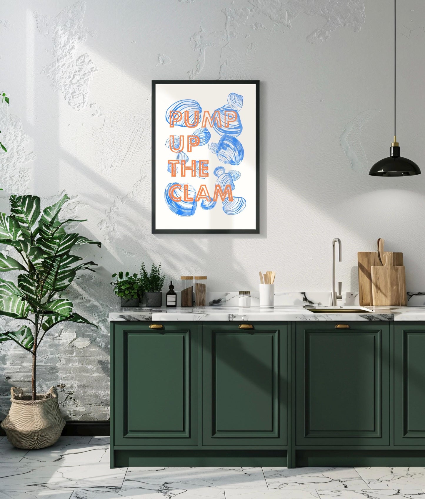 Pump Up The Clam Kitchen Print: 90s Techno Art, Wall Art, Home decor, Poster