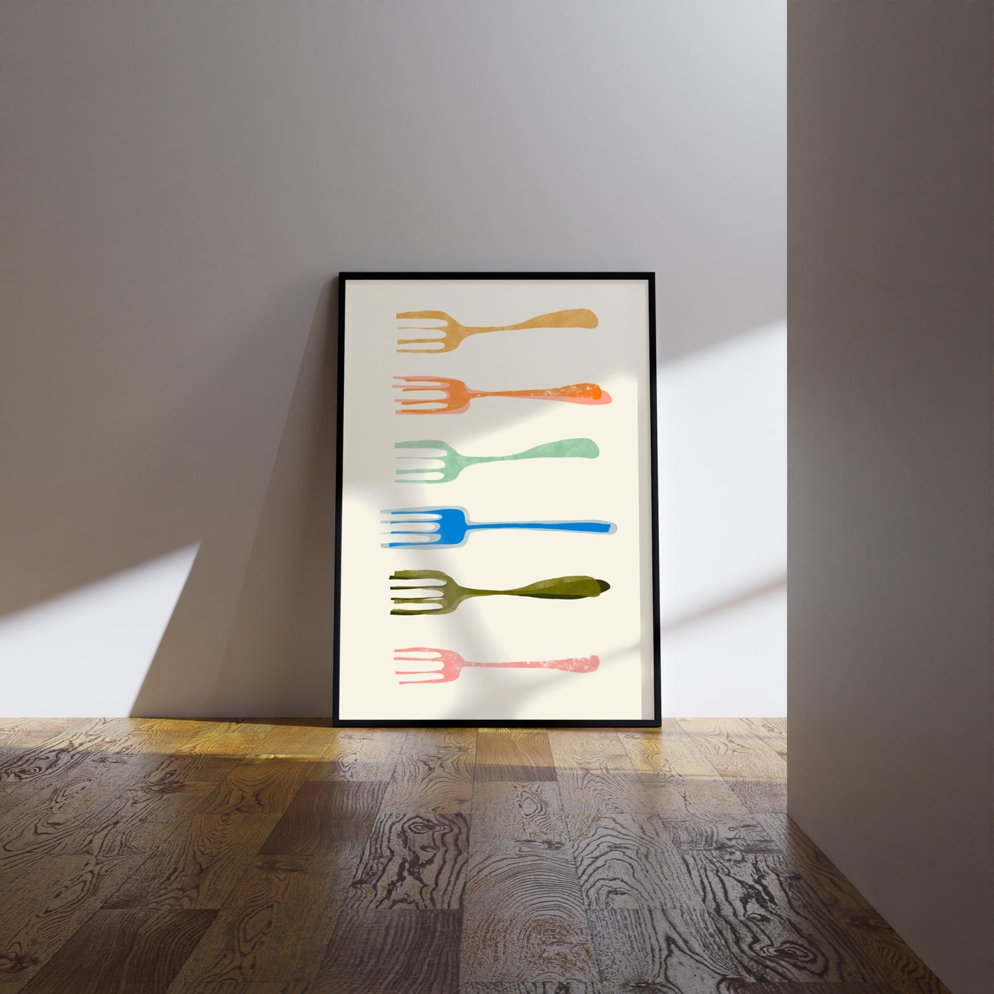 Forks Foodie Art Print: Retro Kitchen Wall Decor