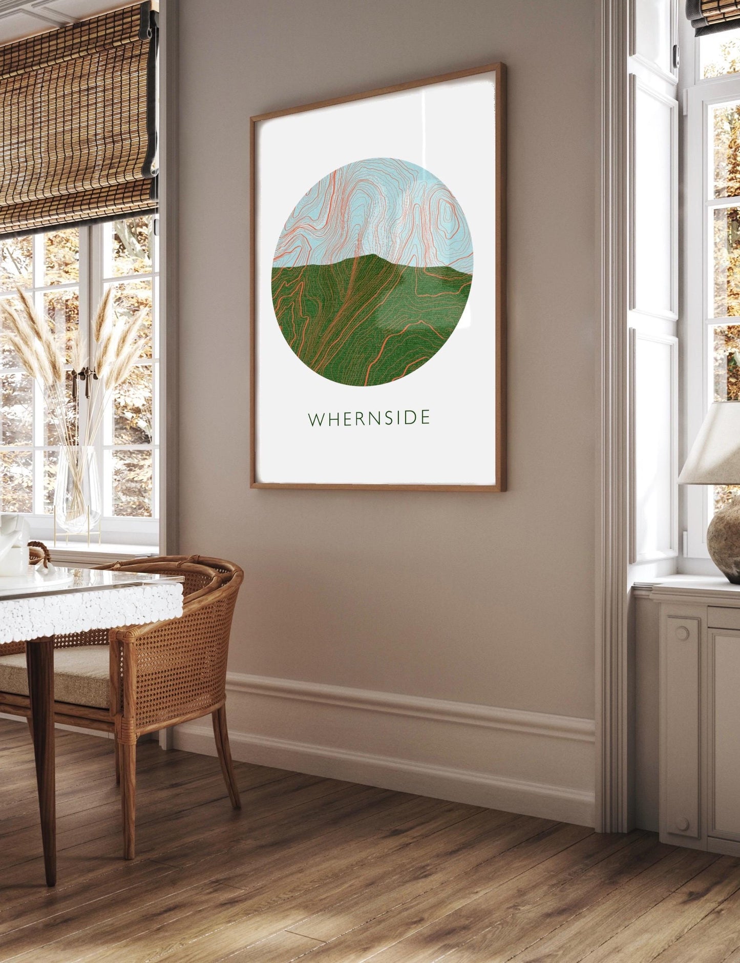 Yorkshire Three Peaks Whernside Topography Silhouette | Hiking | Outdoors | Nature | Yorkshire print