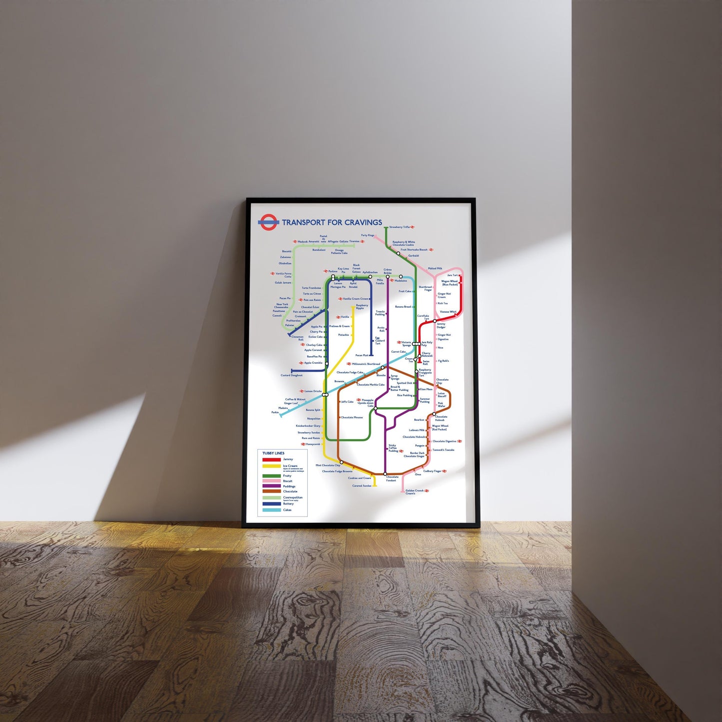 Food Lover's London Tube Map Print: Kitchen Wall Art, Poster