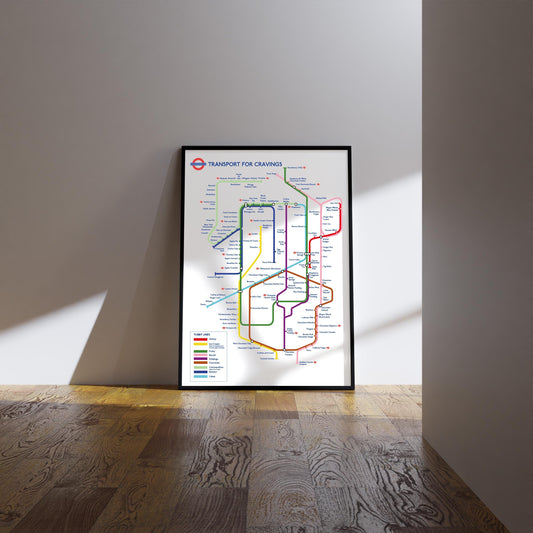 Food Lover's London Tube Map Print: Kitchen Wall Art, Poster