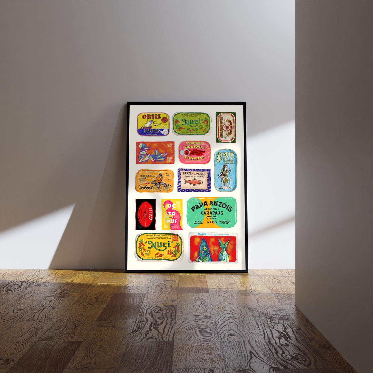 Sardine Tin Foodie Art Print: Retro Kitchen Wall Decor