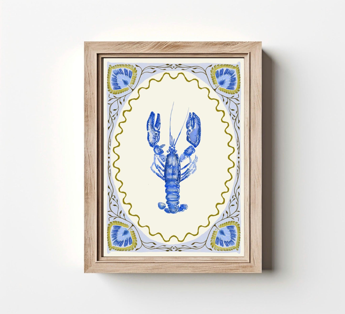 Scandi Folk Coastal Print : Watercolour Lobster illustration