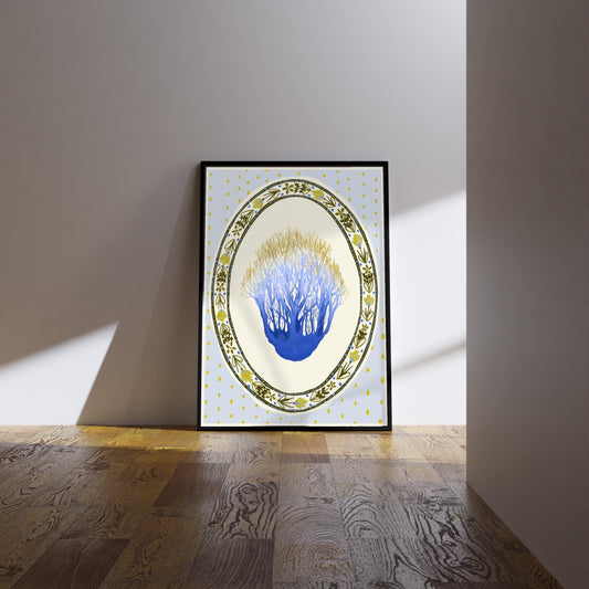 Scandi Folk Coastal Print : Watercolour Coral illustration