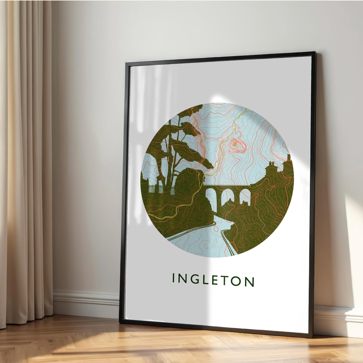 Ingleton Topography Viaduct Silhouette | Yorkshire print | Yorkshire Dales Art