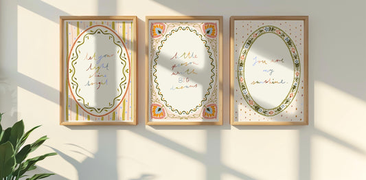 Folk floral Prints - Set of three: Watercolour boho-style floral illustrations