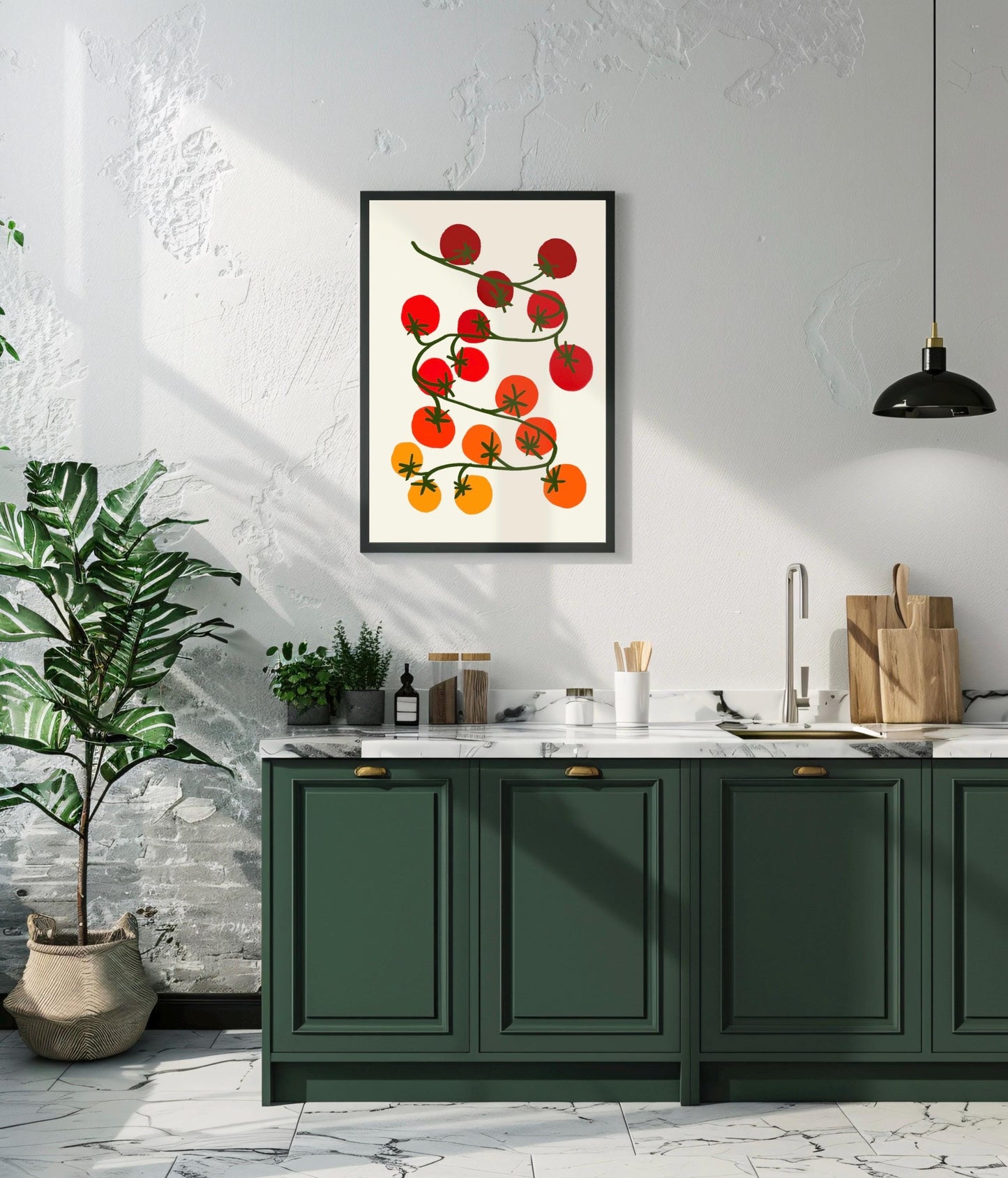 Tomato Vine Kitchen Print: Retro Foodie Wall Art