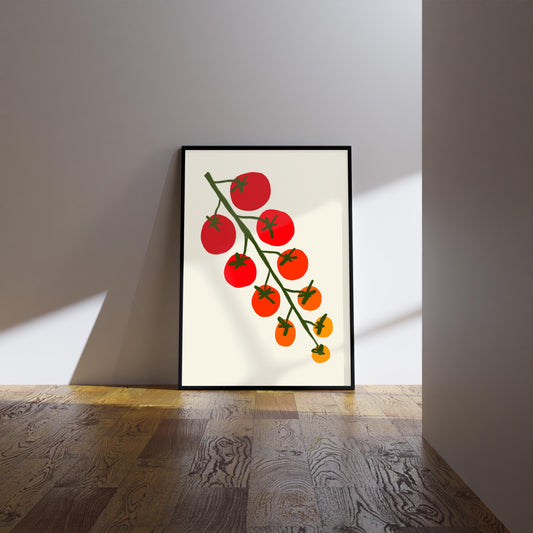 Tomato Vine Kitchen Print: Retro Foodie Wall Art