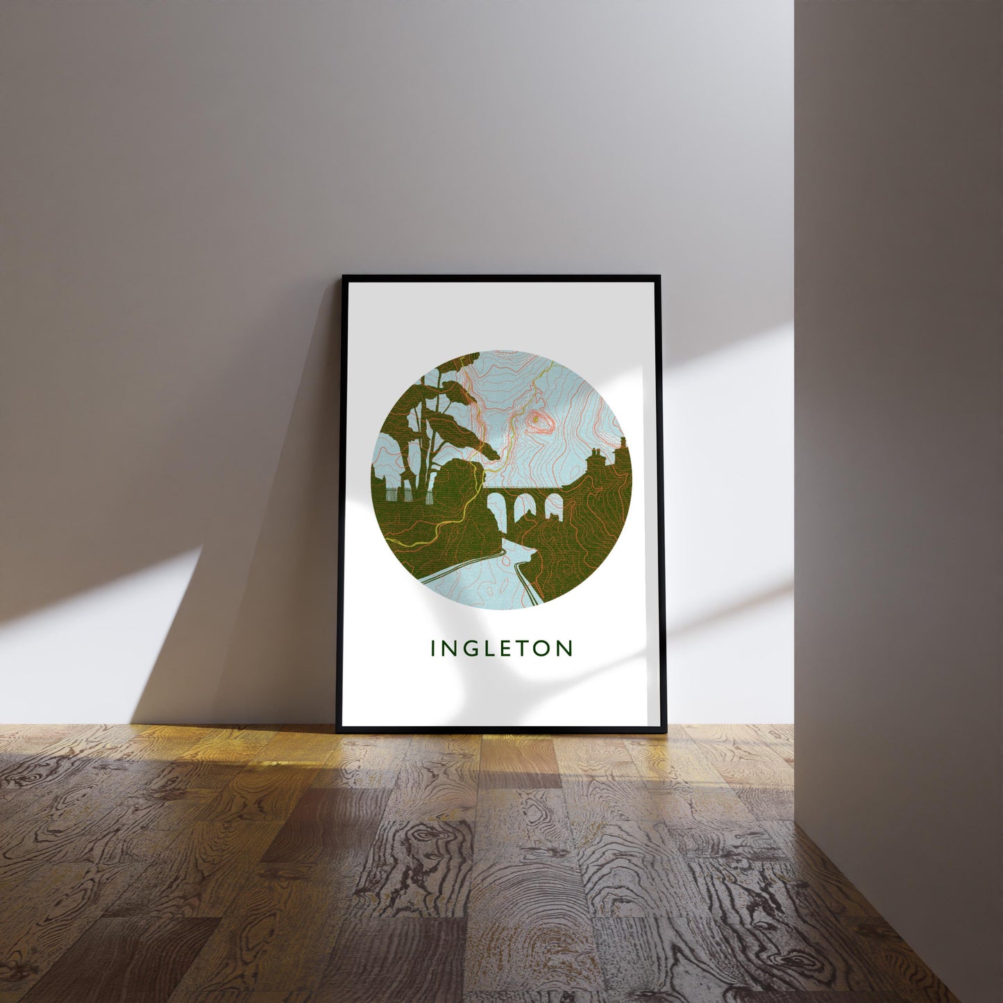 Ingleton Topography Viaduct Silhouette | Yorkshire print | Yorkshire Dales Art