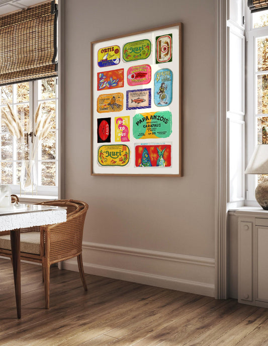 Sardine Tin Foodie Art Print: Retro Kitchen Wall Decor