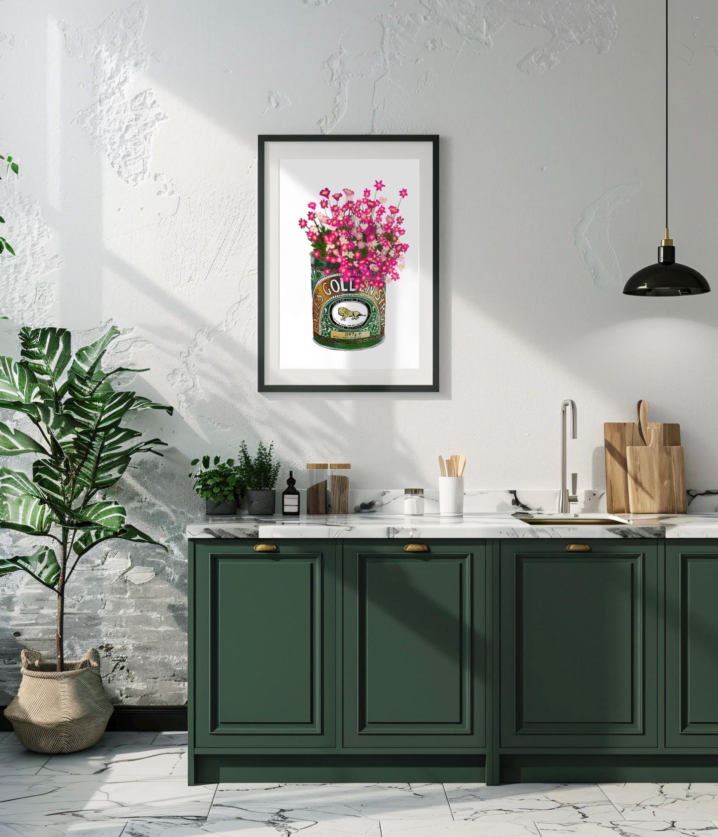 Flower Art Print: Golden Syrup Tin, Foodie Kitchen Decor, Gardener, Wall Art Poster