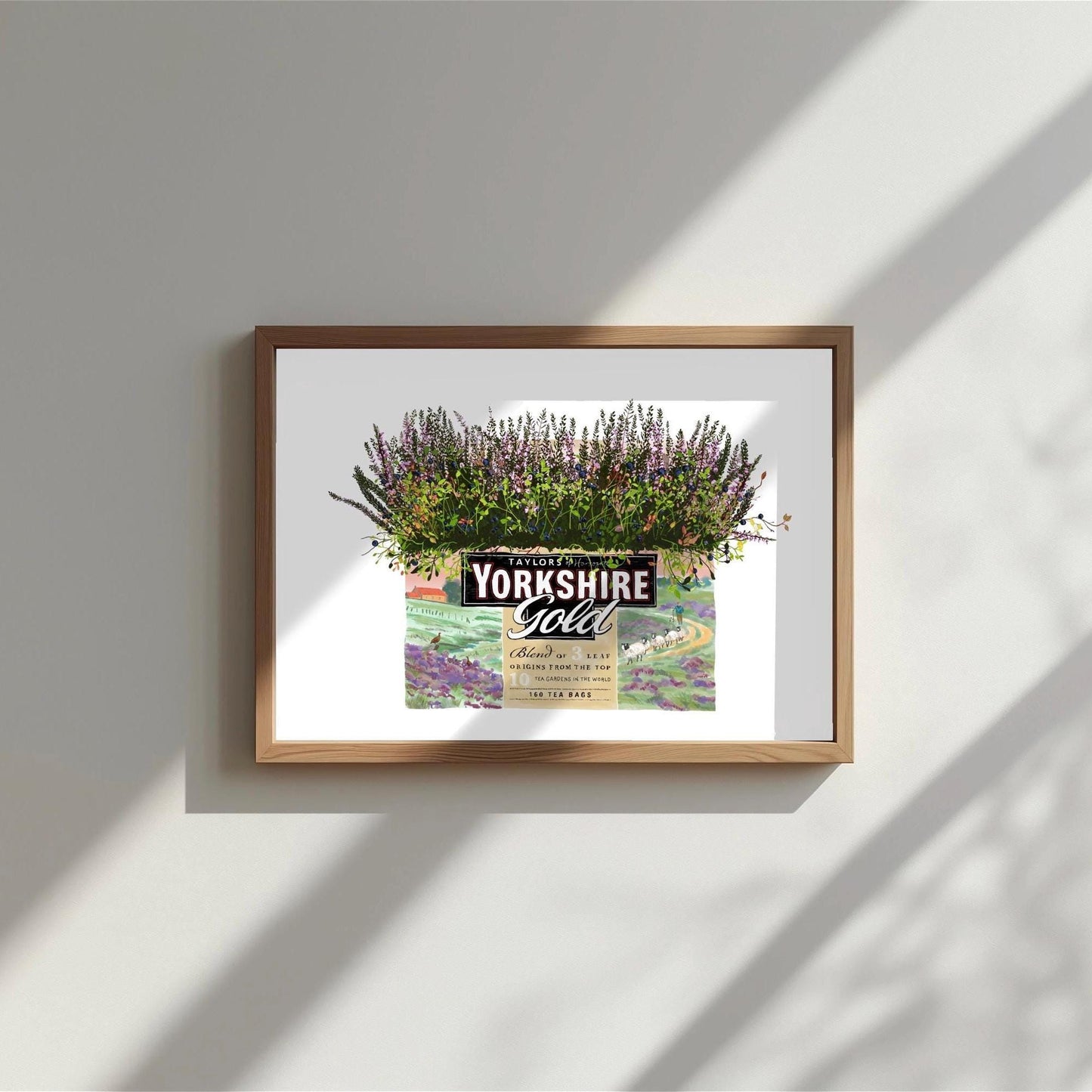 Yorkshire Gold Tea Art Print: Heather and Bibury Flowers