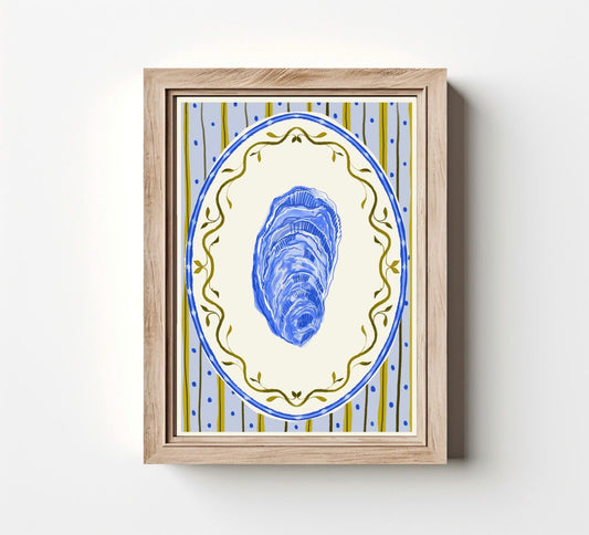 Scandi Folk Coastal Print : Watercolour Oyster illustration