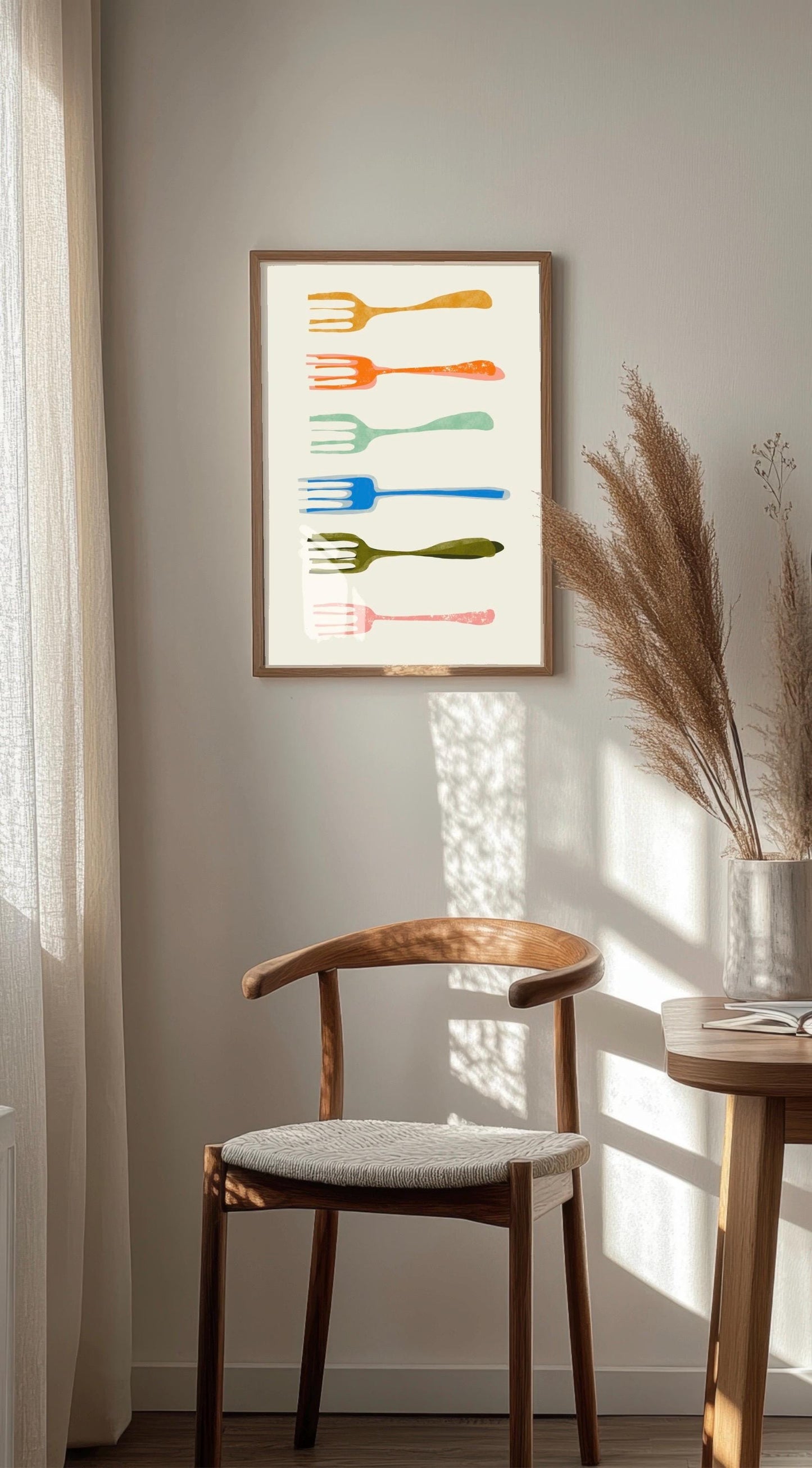 Forks Foodie Art Print: Retro Kitchen Wall Decor