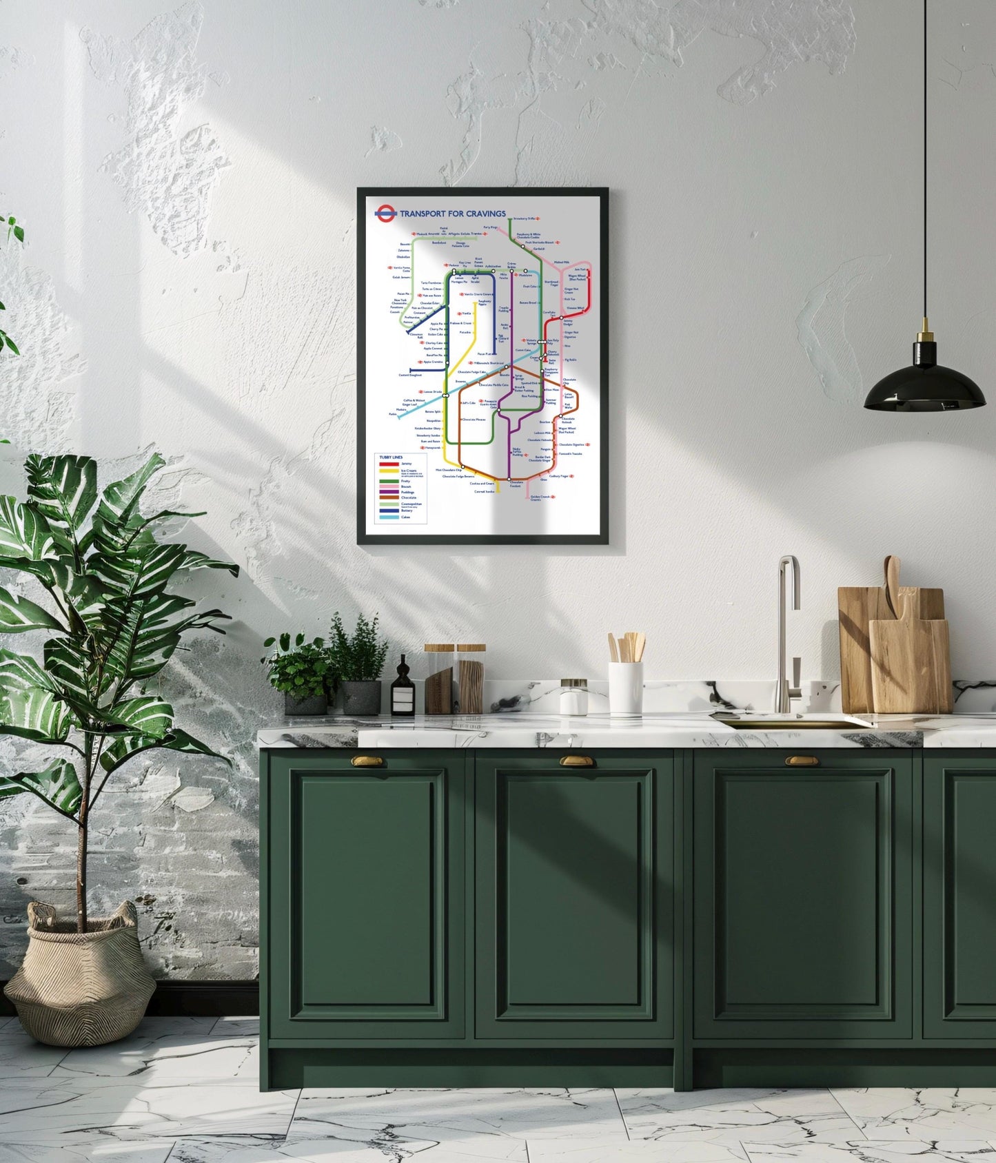 Food Lover's London Tube Map Print: Kitchen Wall Art, Poster