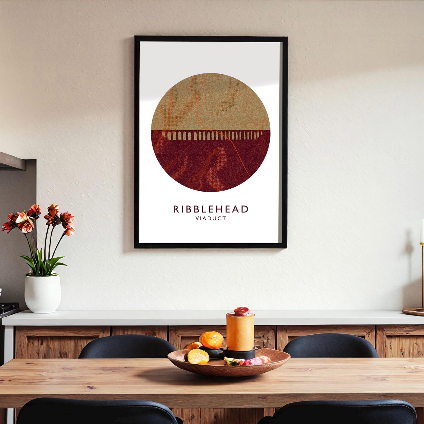 Ribblehead Viaduct Topography Silhouette | Yorkshire print | Yorkshire Dales Art