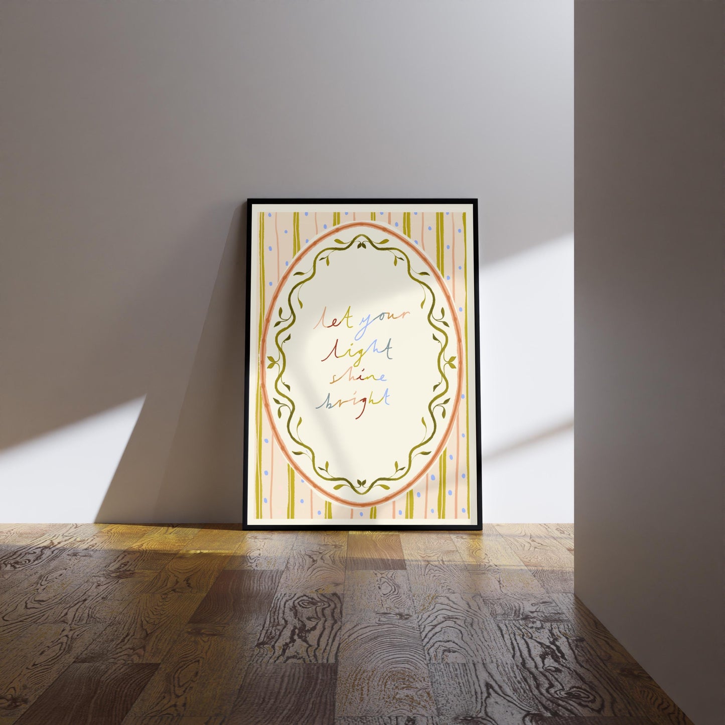 Folk floral Print: Let Your Light Shine Bright | Watercolour boho-style floral illustration