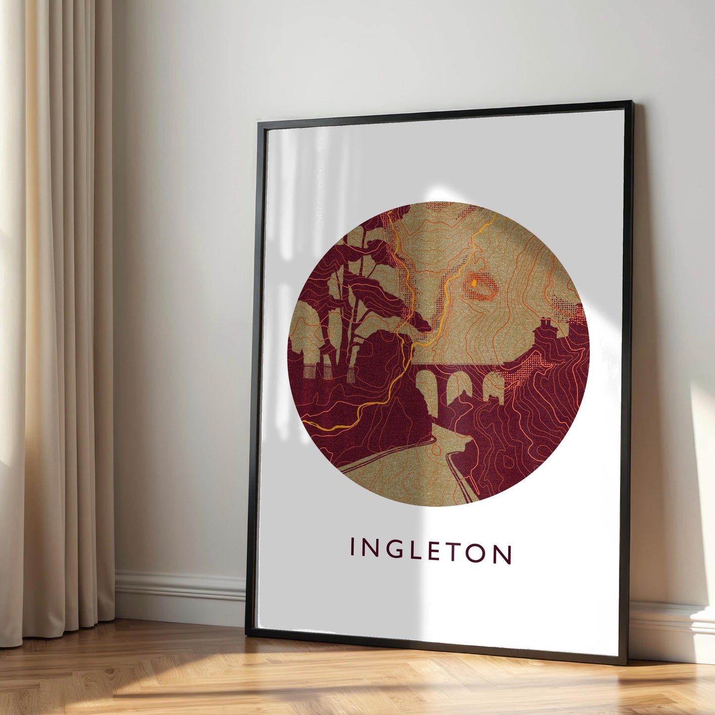 Ingleton Topography Viaduct Silhouette | Yorkshire print | Yorkshire Dales Art