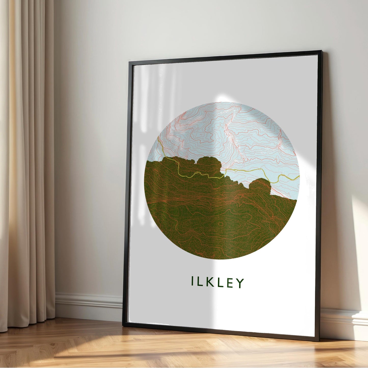 Ilkley Topography Cow and Calf Silhouette | Hiking | Outdoors | Nature | Yorkshire print