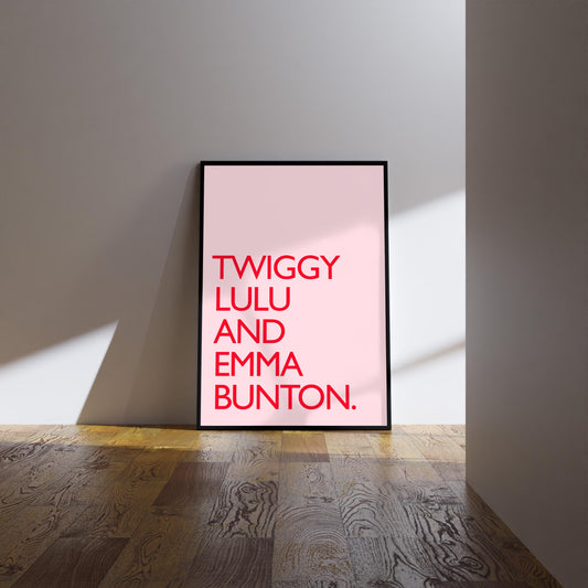 Ab Fab Twiggy Lulu Emma Bunton Art Print, Giclée Poster