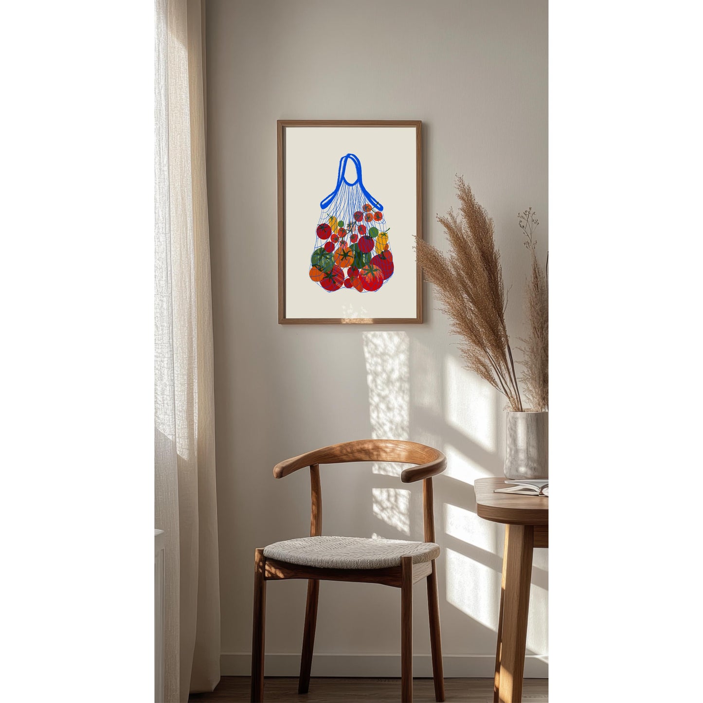 Tomato Vine Shopping Bag Print: Retro Foodie Kitchen Wall Art