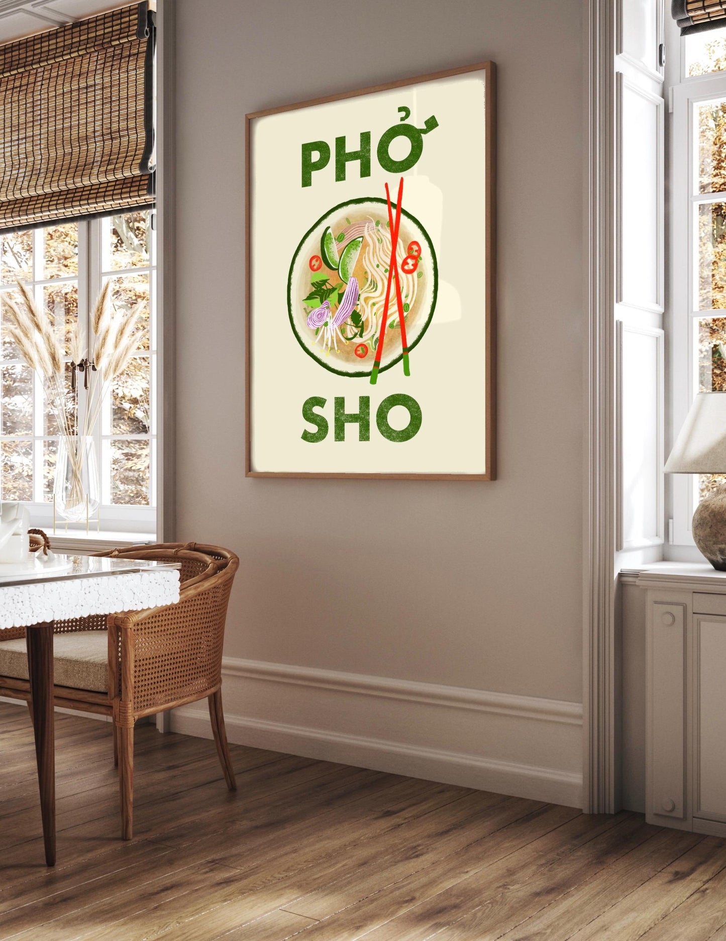 Pho Soup Kitchen Print: Foodie Retro Art, Wall Art, Home decor, Poster
