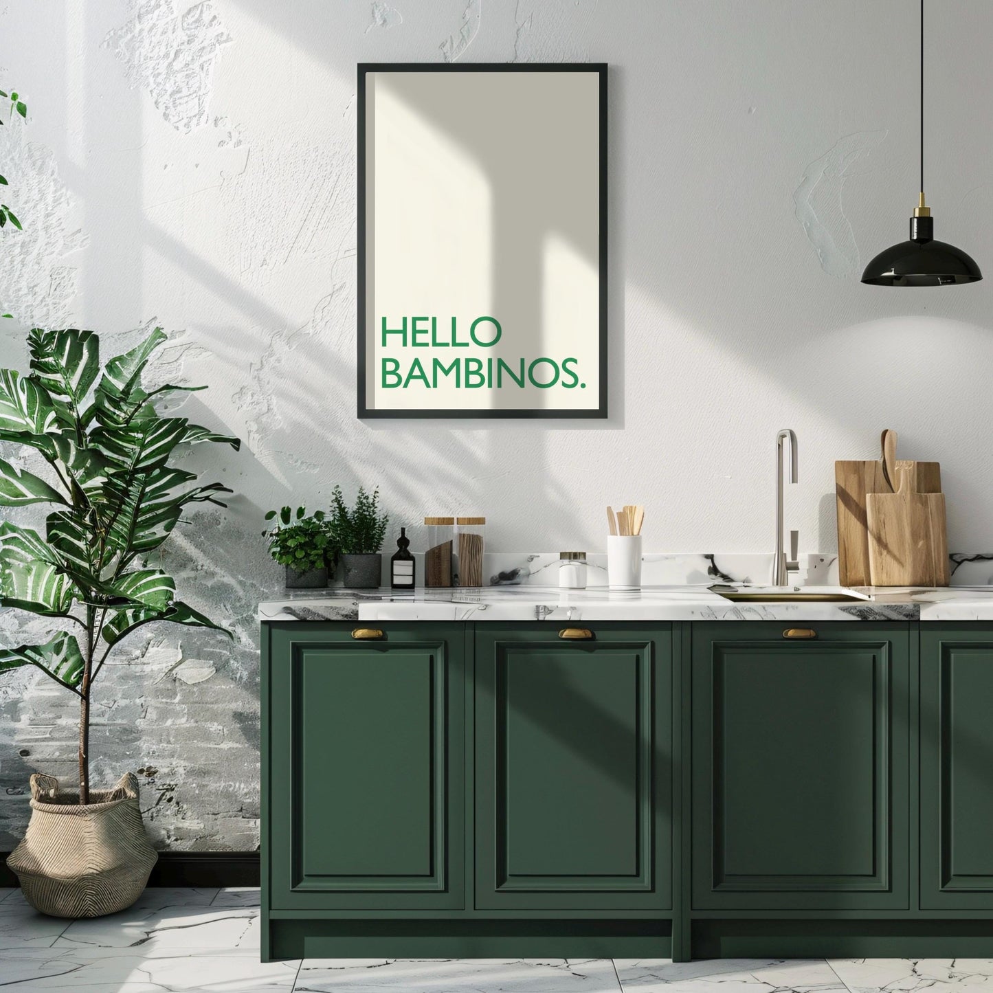 Hello Bambinos Print: Friday Night Dinner Kitchen Art, Wall Art Poster