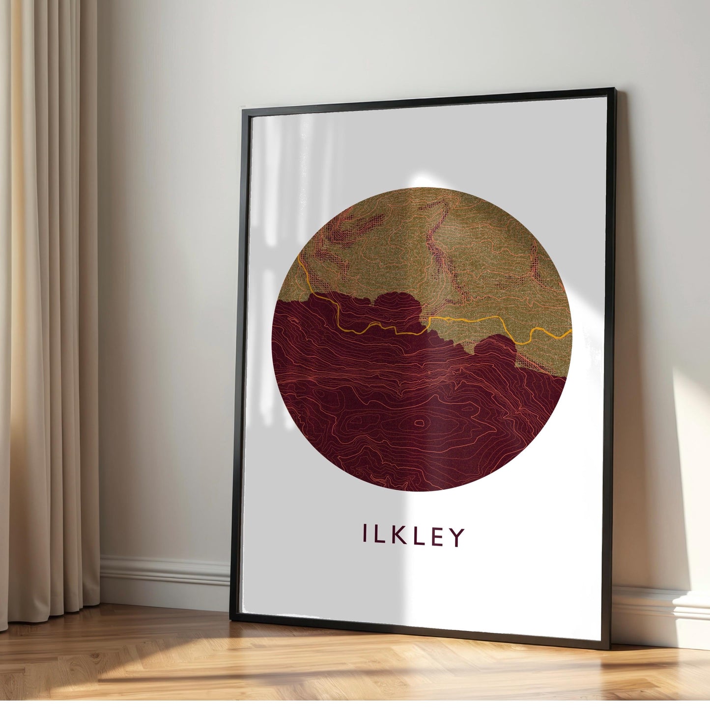 Ilkley Topography Cow and Calf Silhouette | Hiking | Outdoors | Nature | Yorkshire print