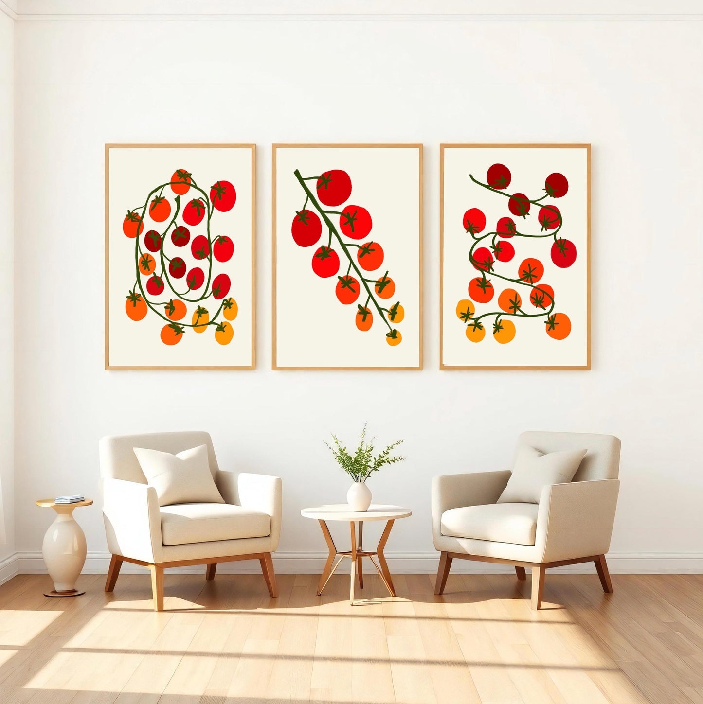 Tomato Vine Kitchen Print: Retro Foodie Wall Art