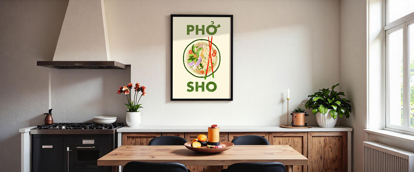 Pho Soup Kitchen Print: Foodie Retro Art, Wall Art, Home decor, Poster