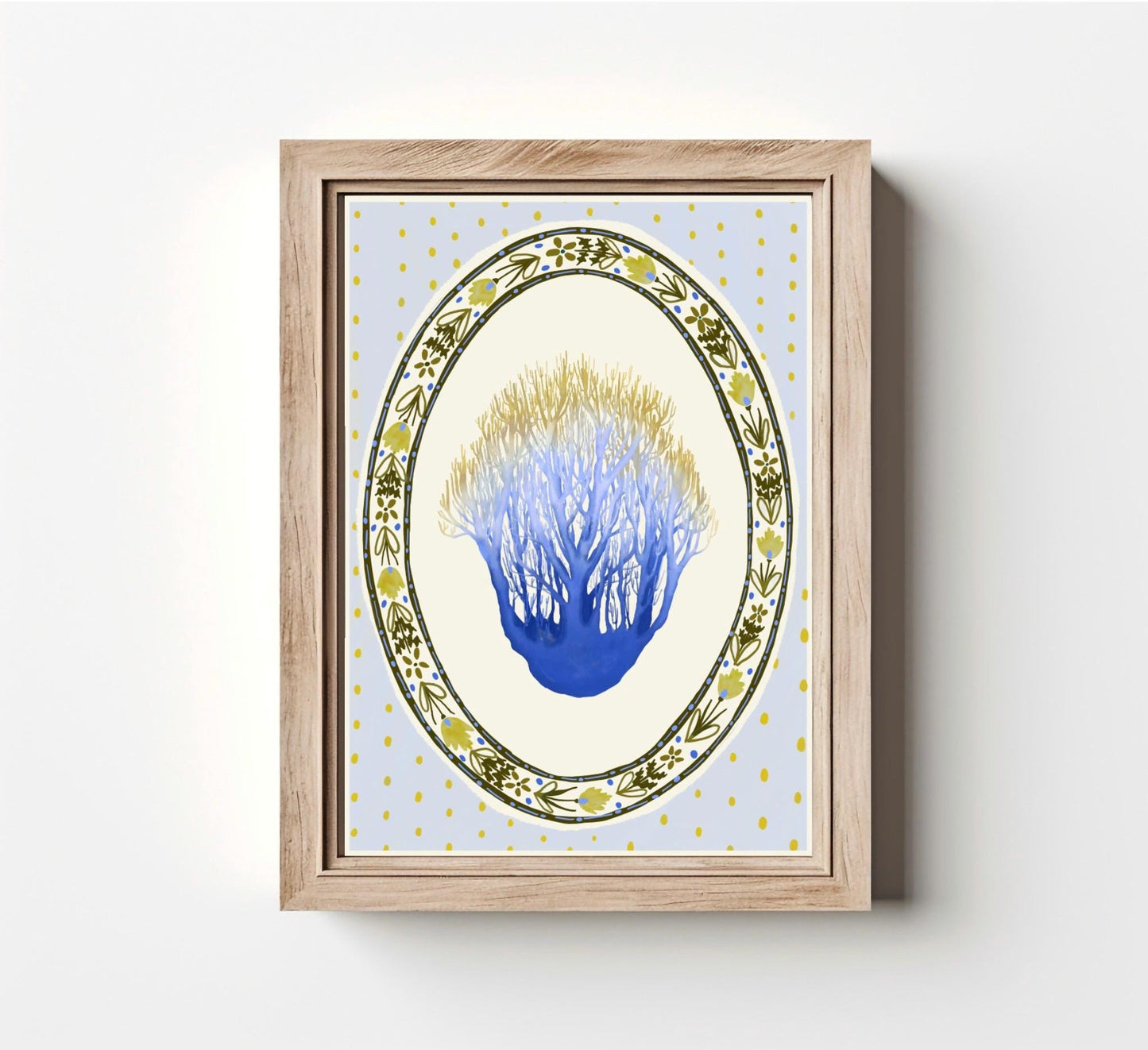 Scandi Folk Coastal Print : Watercolour Coral illustration