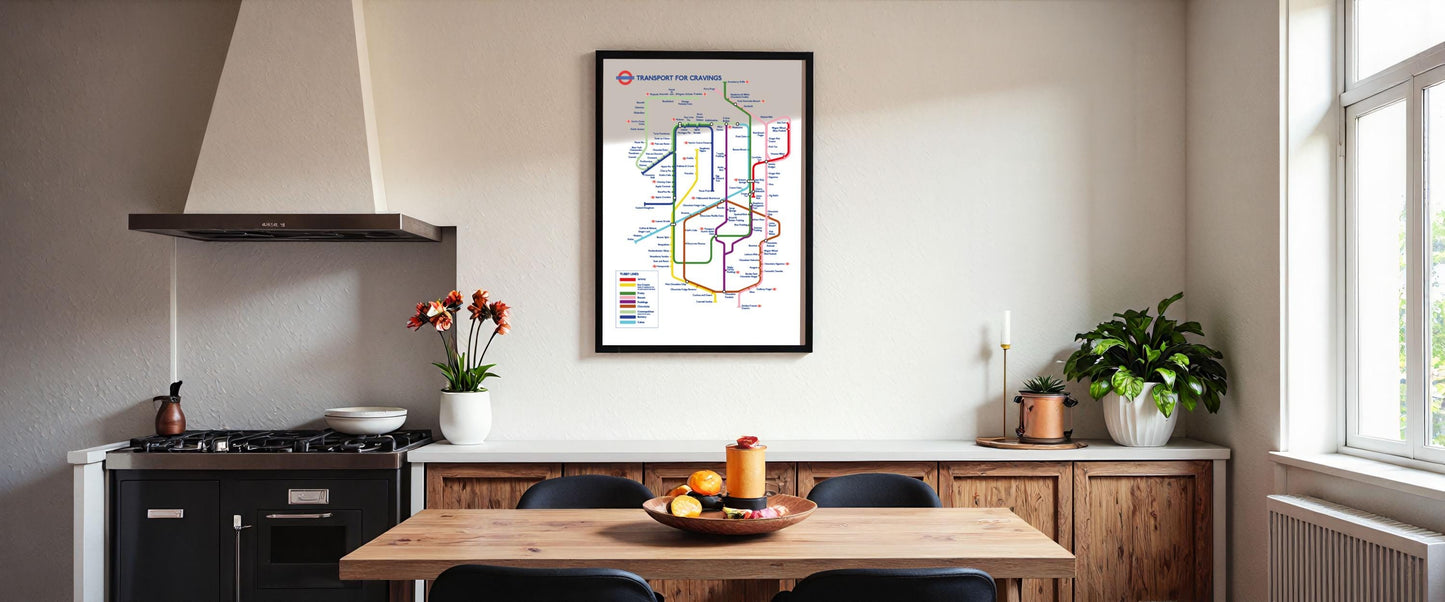 Food Lover's London Tube Map Print: Kitchen Wall Art, Poster