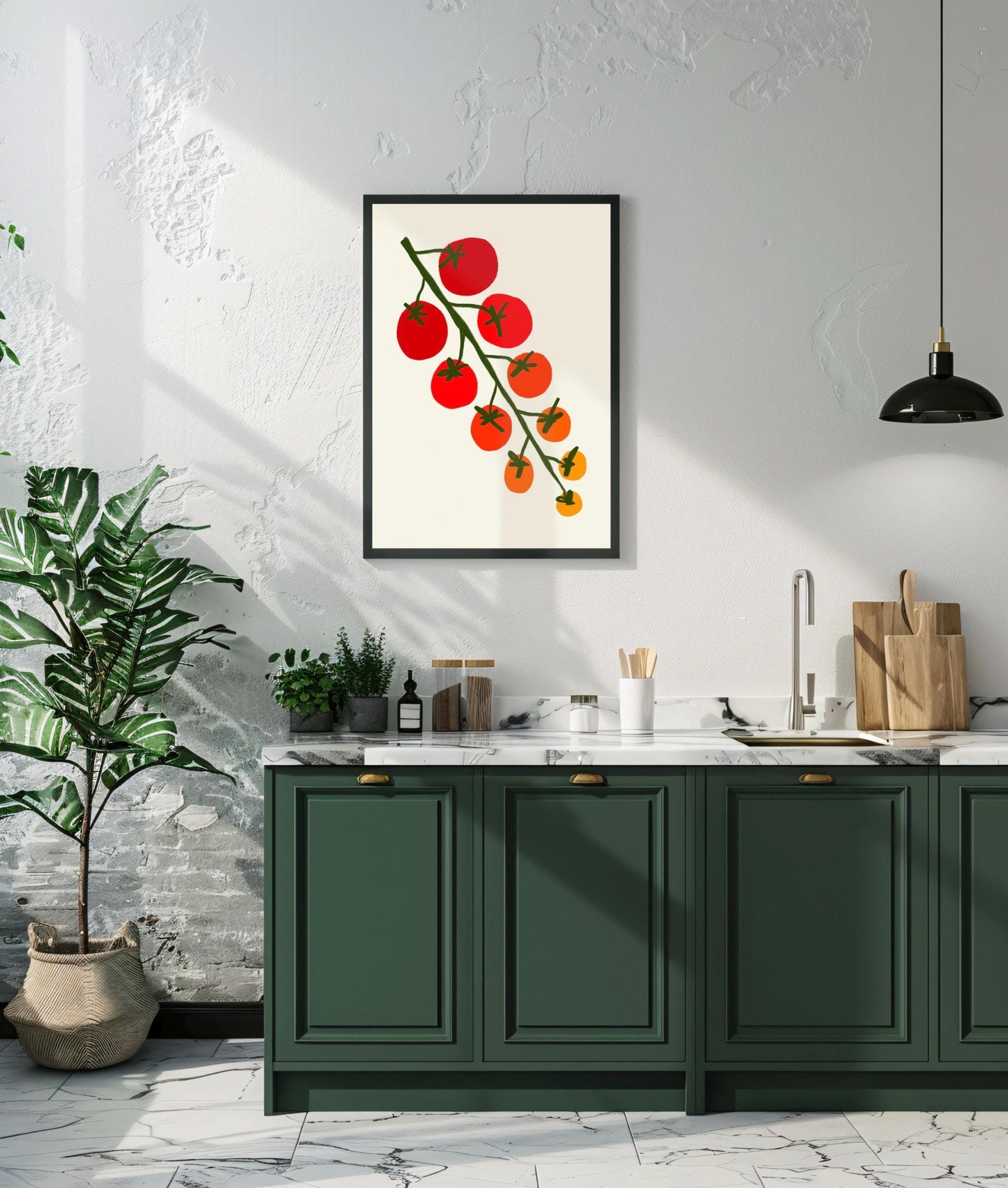 Tomato Vine Kitchen Print: Retro Foodie Wall Art