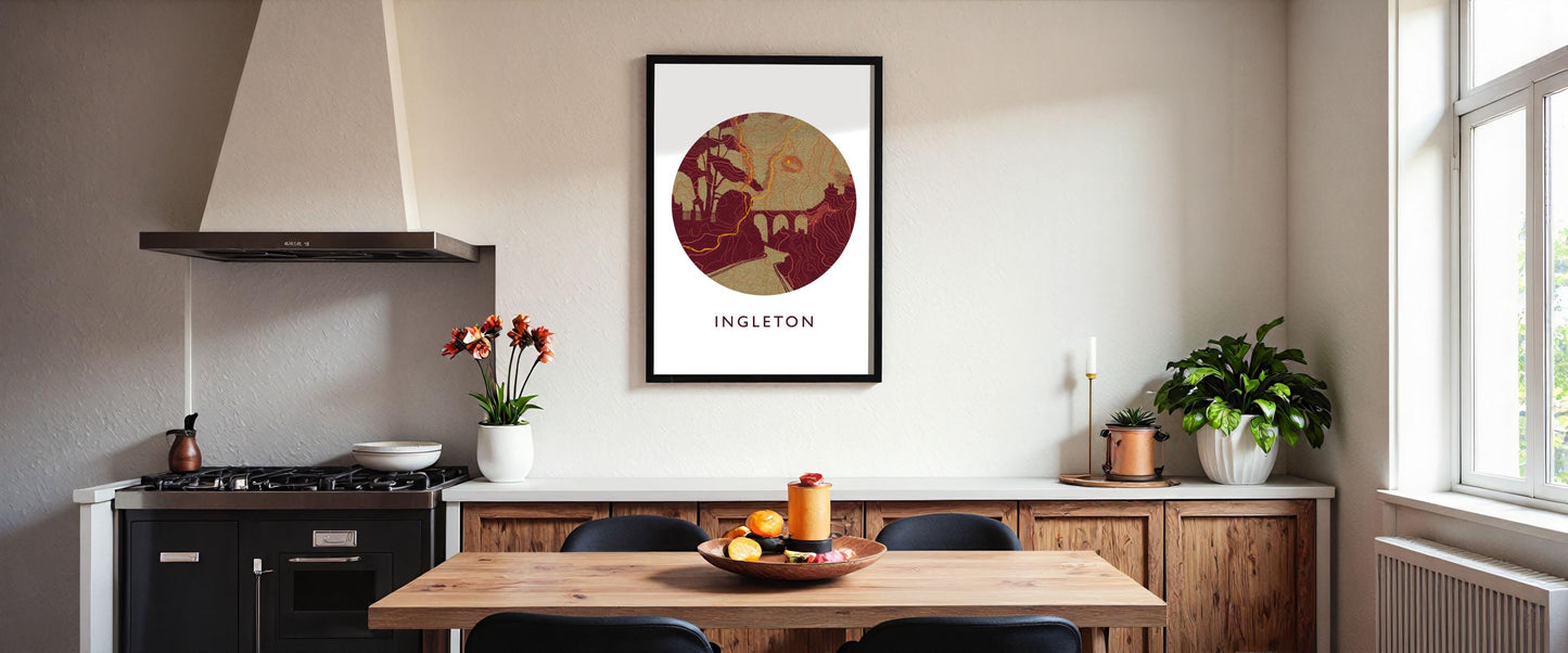 Ingleton Topography Viaduct Silhouette | Yorkshire print | Yorkshire Dales Art